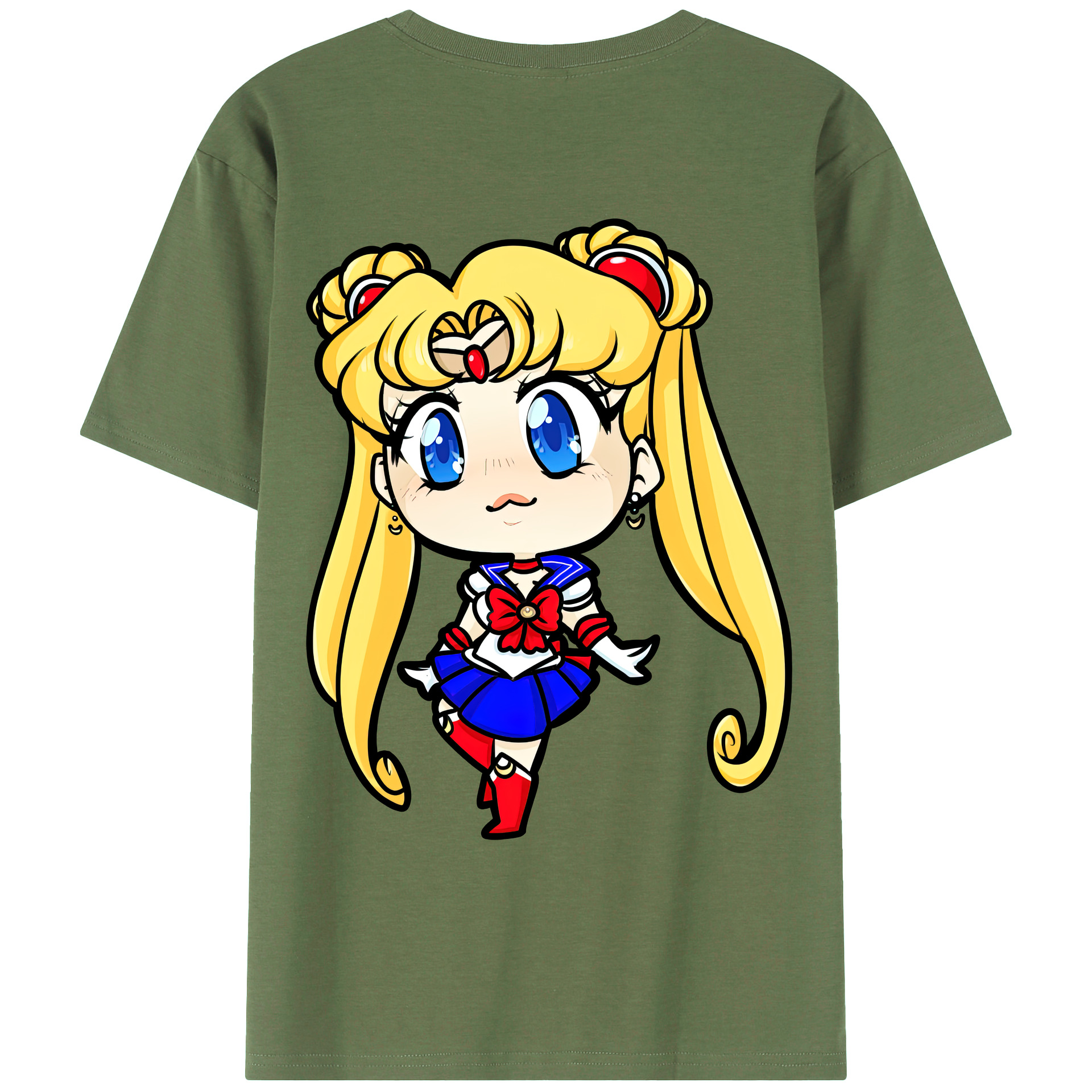 （画像用） 美少女戦士セーラームーン 月野 うさぎ つきの うさぎ Sailor Moon Tsukino Usagi 綿100％ メンズ半袖Tシャツ（バックプリント） 通気性